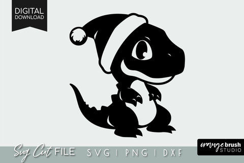 Christmas Dinosaur SVG Cut File For Cricut Baby Dinosaur SVG OrangeBrushStudio 