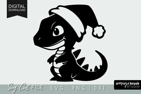 Christmas Dinosaur SVG Cut File For Cricut Cute Baby Dino SVG OrangeBrushStudio 