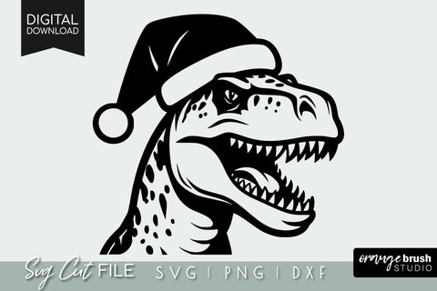 Christmas Dinosaur SVG Cut File For Cricut T-Rex SVG OrangeBrushStudio 