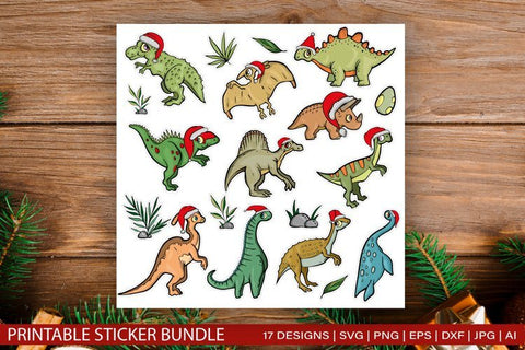 Christmas Dinosaurs Sticker Bundle for Cricut SVG PNG SVG TatiStudio 