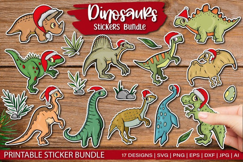 Christmas Dinosaurs Sticker Bundle for Cricut SVG PNG SVG TatiStudio 