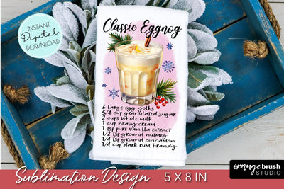 Christmas Dish Towel Sublimation, Cocktail Recipe Design Sublimation OrangeBrushStudio 