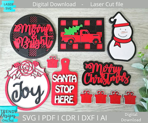 Christmas DIY Paint Kit Laser cut file, Tiered Tray svg SVG Trendy Designs Online 