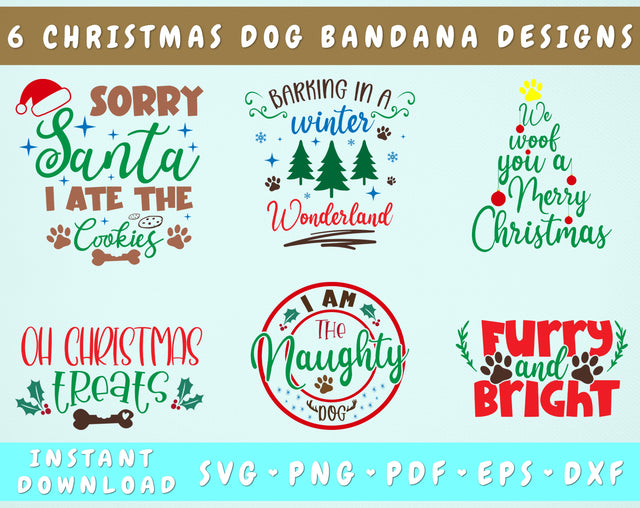 Christmas Dog Bandana SVG Bundle, 6 Designs, We Woof You A Merry Christmas SVG, Sorry Santa I Ate The Cookies SVG, Furry And Bright SVG SVG HappyDesignStudio 