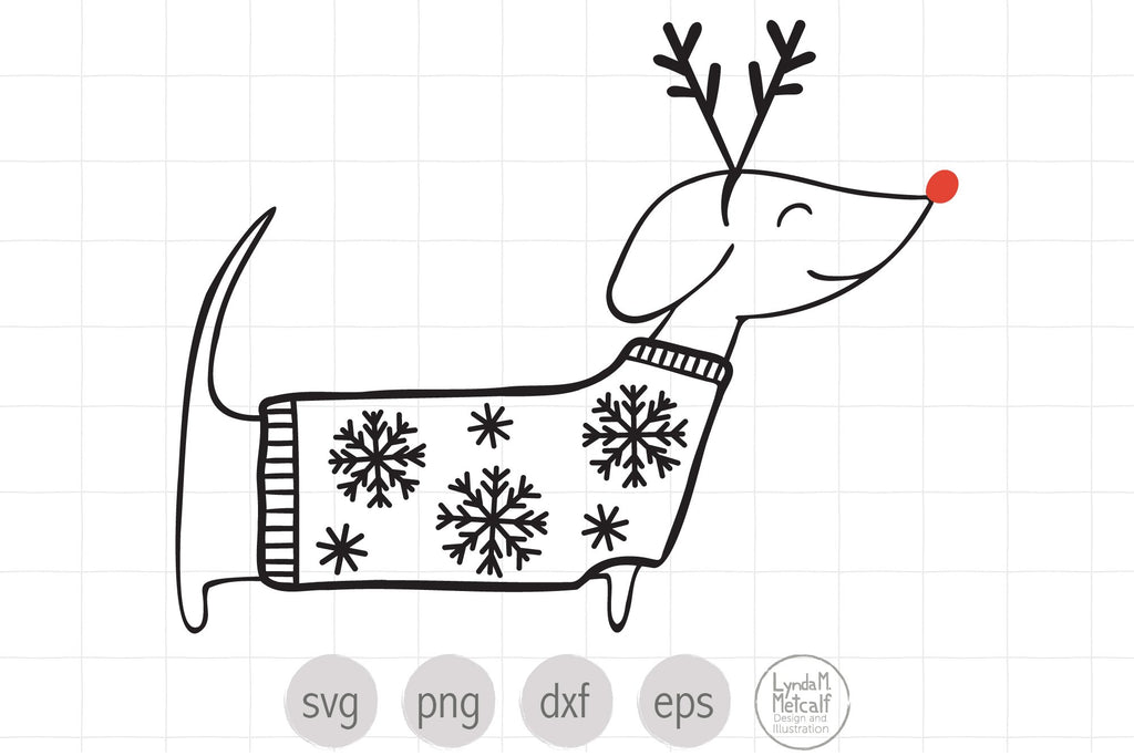 Christmas Dog in Sweater SVG - So Fontsy