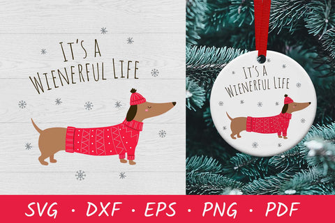 Christmas Dog Ornament SVG | It's a Wienerful Life SVG Irina Ostapenko 