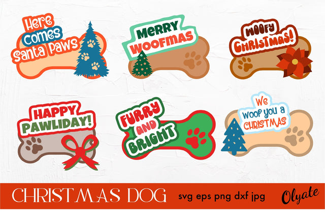 Christmas Dog Quotes SVG. Dog Papercut. Dog Bundle SVG SVG Olga Terlyanskaya 