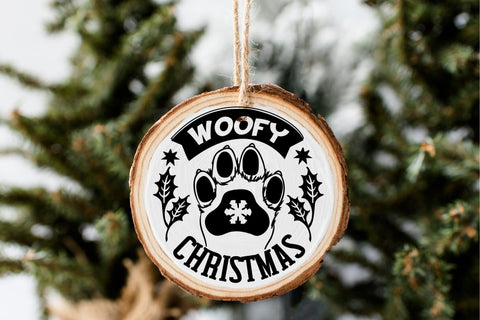 Christmas Dog Round Ornament SVG Dog Paw Woofy Christmas SVG OrangeBrushStudio 