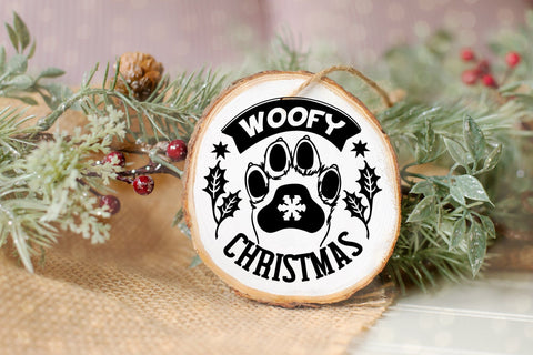 Christmas Dog Round Ornament SVG Dog Paw Woofy Christmas SVG OrangeBrushStudio 