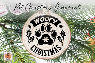 Christmas Dog Round Ornament SVG Dog Paw Woofy Christmas SVG OrangeBrushStudio 