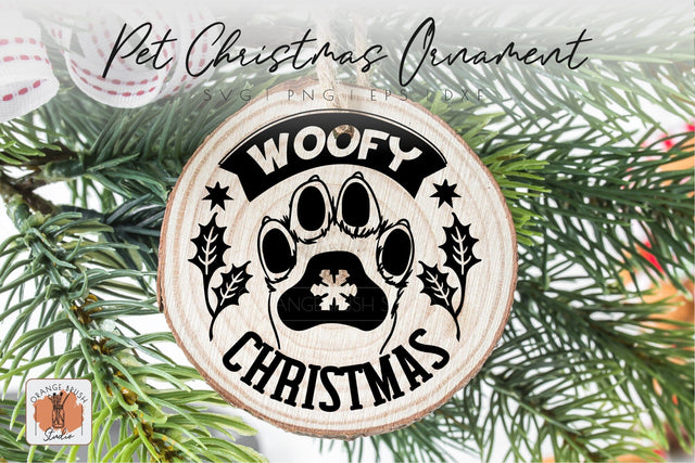 Christmas Dog Round Ornament SVG Dog Paw Woofy Christmas SVG OrangeBrushStudio 