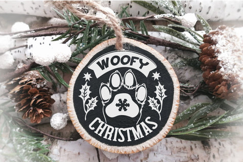 Christmas Dog Round Ornament SVG Dog Paw Woofy Christmas SVG OrangeBrushStudio 