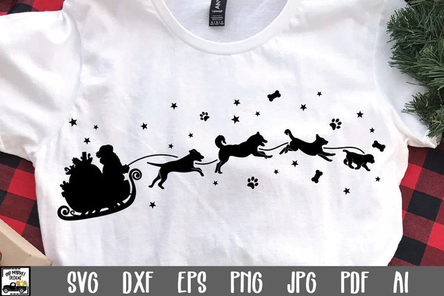 Christmas Dog Sleigh SVG File - Santa and Dogs SVG File SVG Old Market 