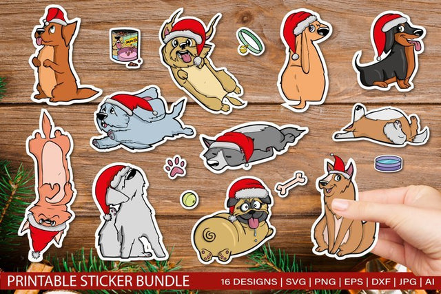 Christmas Dog Sticker Bundle for Cricut SVG EPS JPG SVG TatiStudio 