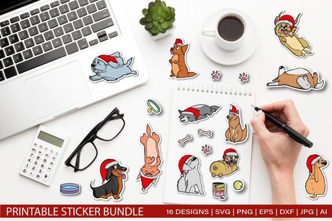 Christmas Dog Sticker Bundle for Cricut SVG EPS JPG SVG TatiStudio 