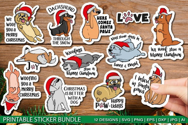Christmas Dog Sticker Bundle for Cricut SVG PNG SVG TatiStudio 