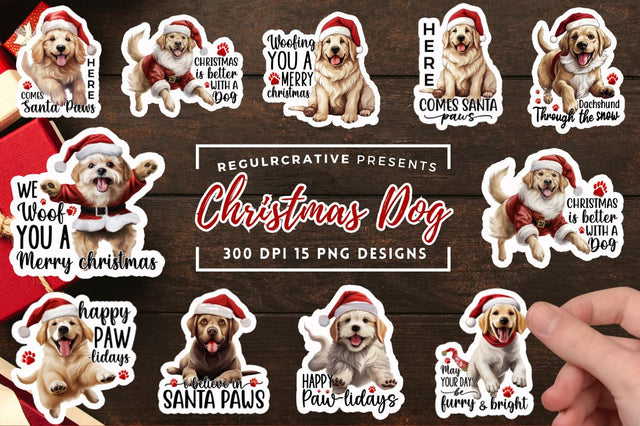 Christmas Dog Sticker Bundle Sublimation Regulrcrative 