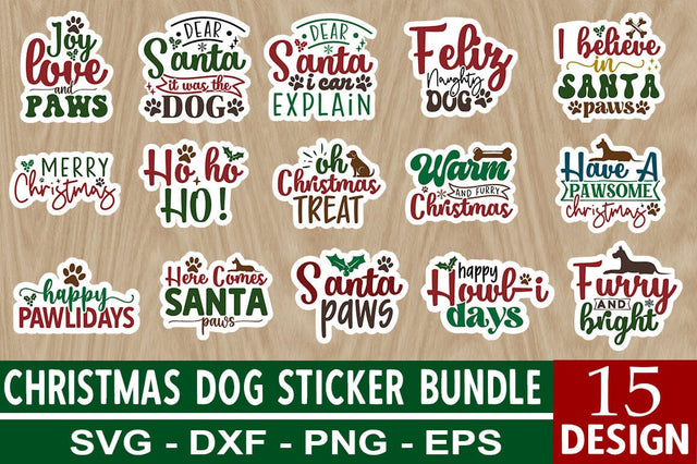 Christmas Dog Sticker Design bundle SVG CraftingStudio 