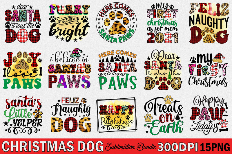 Christmas Dog Sublimation Bundl Sublimation SVGArt 