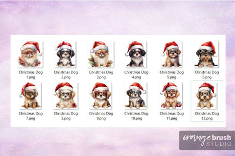 Christmas Dog Sublimation Bundle | Cute Watercolor Clipart Sublimation OrangeBrushStudio 