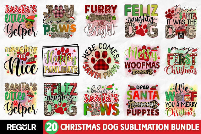 Christmas Dog Sublimation Bundle Sublimation Regulrcrative 