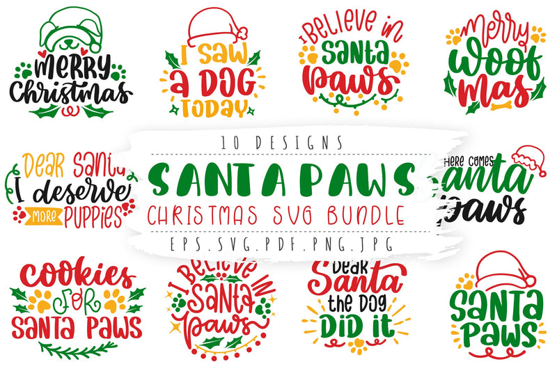 Christmas Dog SVG Bundle | Santa Paws SVG Cut File - So Fontsy