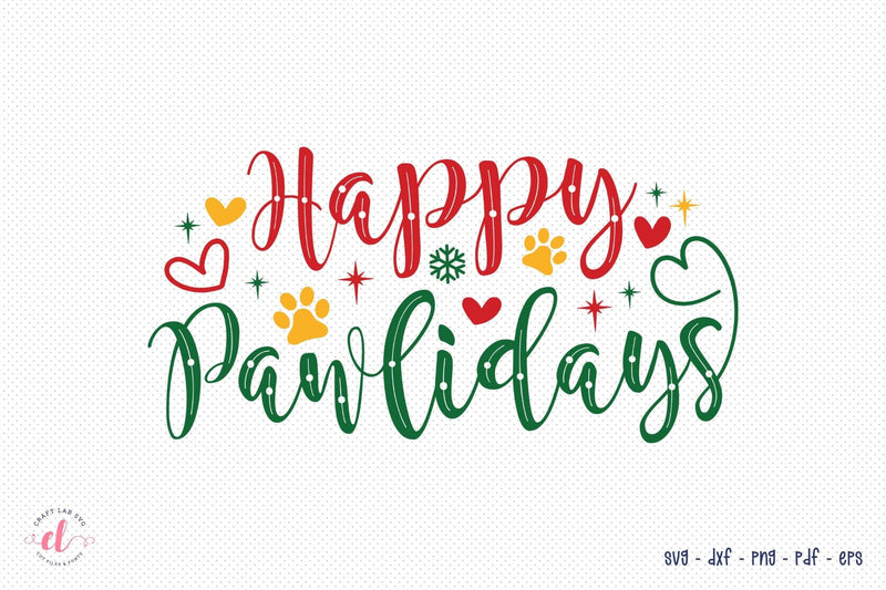 Christmas Dog SVG Design - Happy Pawlidays SVG CraftLabSVG 