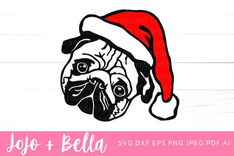 Christmas Dog Svg, Santa Pug Svg, Kid’s Christmas Shirt Svg, Santa hat Svg, Pug Svg, Christmas Gift png, Christmas Sign DXF, Christmas Svgs, Christmas Ornament SVG SVG Jojo&Bella 