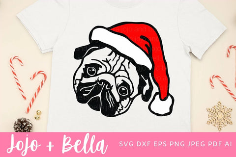 Christmas Dog Svg, Santa Pug Svg, Kid’s Christmas Shirt Svg, Santa hat Svg, Pug Svg, Christmas Gift png, Christmas Sign DXF, Christmas Svgs, Christmas Ornament SVG SVG Jojo&Bella 