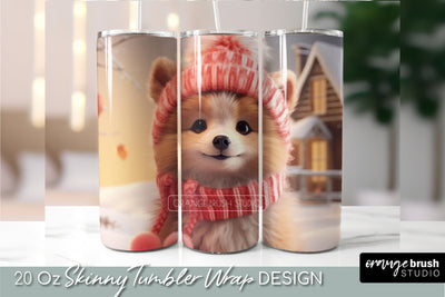 Christmas Dog Tumbler Wrap PNG - 20oz Skinny Tumbler Design Sublimation OrangeBrushStudio 