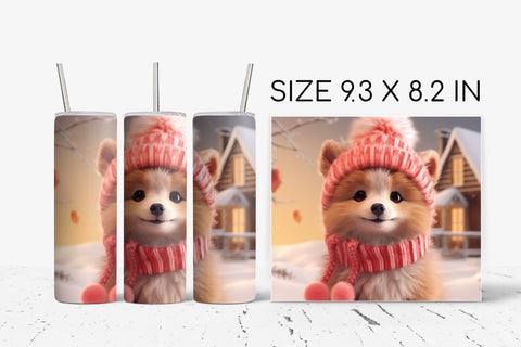 Christmas Dog Tumbler Wrap PNG - 20oz Skinny Tumbler Design Sublimation OrangeBrushStudio 
