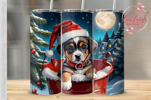 Christmas Dog Tumbler wrap PNG Sublimation Luvleigh Digitals 