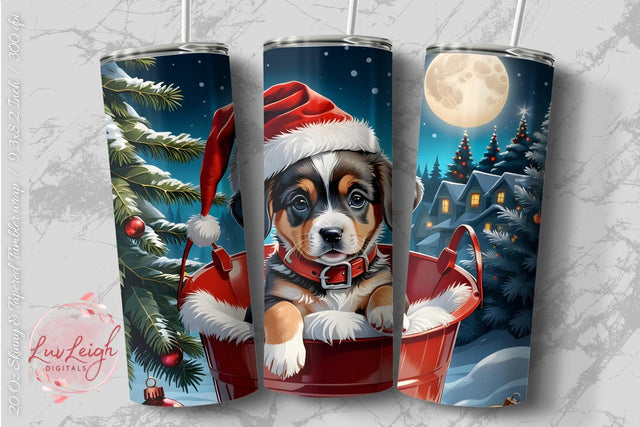 Christmas Dog Tumbler wrap PNG Sublimation Luvleigh Digitals 