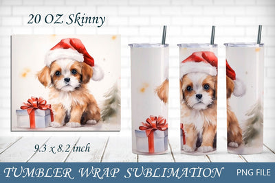 Christmas dog tumbler wrap png, Winter animal 20 oz tumbler wrap sublimation Sublimation AnastasiyaArtDesign 