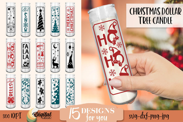 Christmas Dollar Tree Candle Bundle SVG. Holiday Candle Design SVG SVG Evgenyia Guschina 