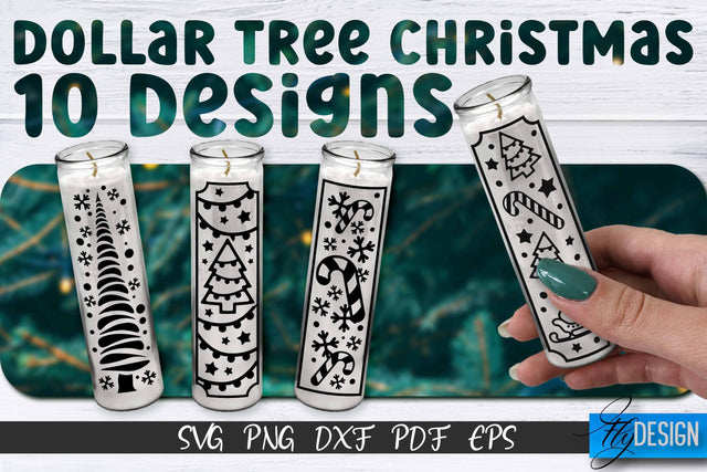 Christmas Dollar Tree Candle SVG | Jar Candle Designs SVG Fly Design 