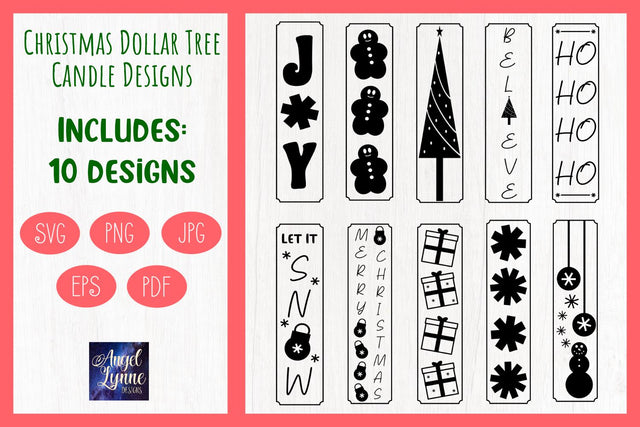 Christmas Dollar Tree Candle SVG | Vertical Christmas SVG SVG Angel Lynne Designs 