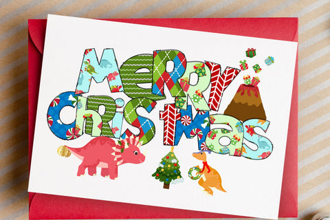 Christmas Doodle Alphabet Dinosaur Christmas With Clipart SVG Crafty Mama Studios 