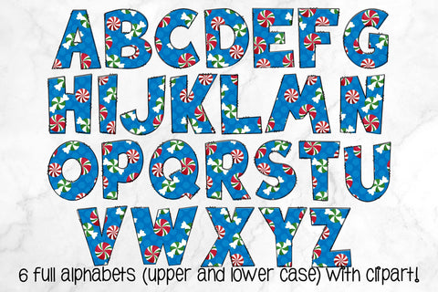 Christmas Doodle Alphabet Dinosaur Christmas With Clipart SVG Crafty Mama Studios 