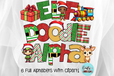Christmas Doodle Letters PNG, Elf Alpha Bundle Sublimation Crafty Mama Studios 