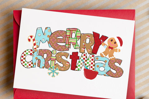 Christmas Doodle Letters PNG, Gingerbread Man Alpha Bundle Sublimation Crafty Mama Studios 