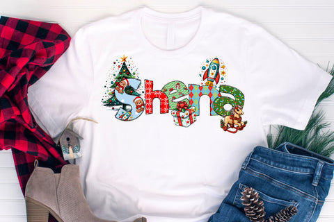 Christmas Doodle Letters PNG, Kid's Christmas Toys Alpha Bundle Sublimation Crafty Mama Studios 