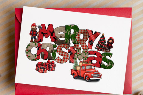 Christmas Doodle Letters PNG, Plaid Holiday Alpha Bundle Sublimation Crafty Mama Studios 