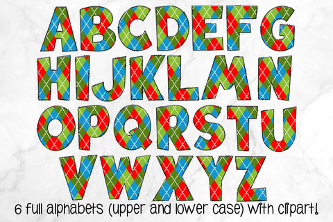 Christmas Doodle Letters PNG, Sloth Holiday Alpha Bundle Sublimation Crafty Mama Studios 