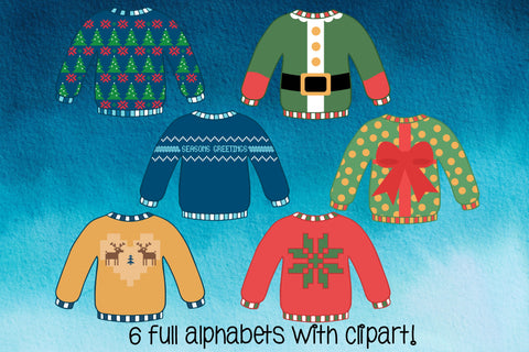 Christmas Doodle Letters PNG, Ugly Sweater Alpha Bundle Sublimation Crafty Mama Studios 