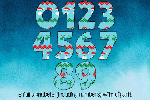 Christmas Doodle Letters PNG, Ugly Sweater Alpha Bundle Sublimation Crafty Mama Studios 