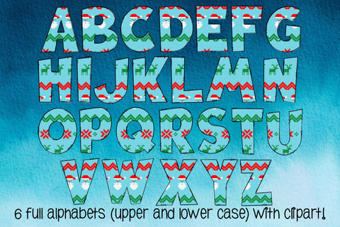Christmas Doodle Letters PNG, Ugly Sweater Alpha Bundle Sublimation Crafty Mama Studios 