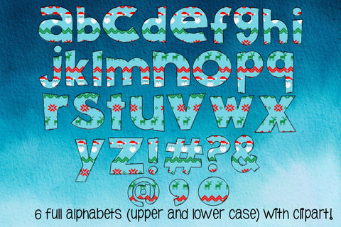 Christmas Doodle Letters PNG, Ugly Sweater Alpha Bundle Sublimation Crafty Mama Studios 