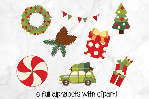 Christmas Doodle Letters PNG, Vintage Christmas Alpha Bundle Sublimation Crafty Mama Studios 