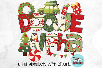 Christmas Doodle Letters PNG, Vintage Christmas Alpha Bundle Sublimation Crafty Mama Studios 